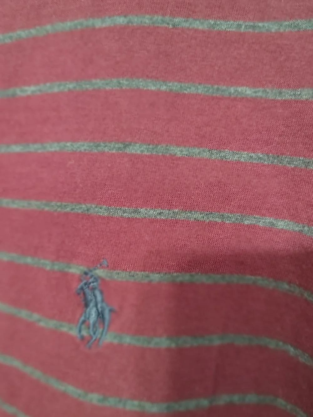 Polo Ralph Lauren Mens Crew Neck Striped T-Shirt Burgundy Gray Logo Size M Prep